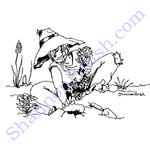 Girl gardening - book illustration