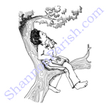 Girl in the tree thinking