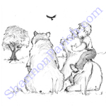 Boy and bears - children's book illustration